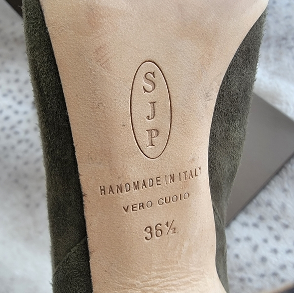 SJP by Sarah Jessica Parker Serge ankle bootie in olive green suede, 6.5 - Picture 2 of 13